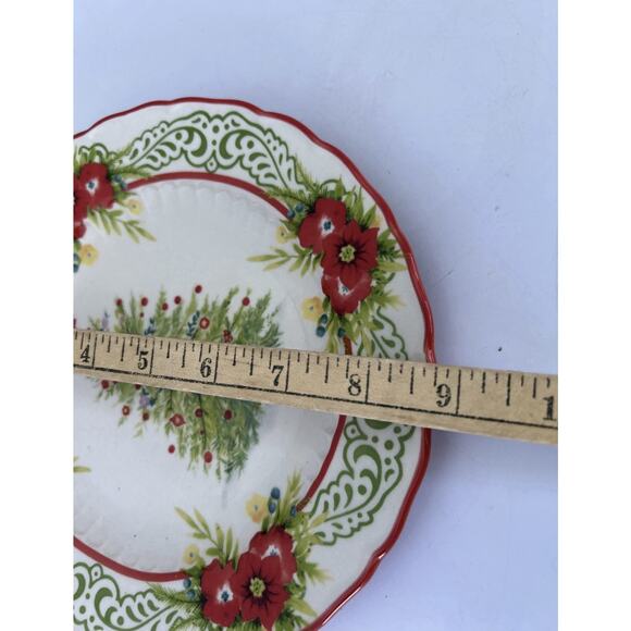 Set Of 4 Pioneer Woman Garland Christmas Tree Stoneware Salad Lunch Dessert 8.8 - Picture 3 of 6